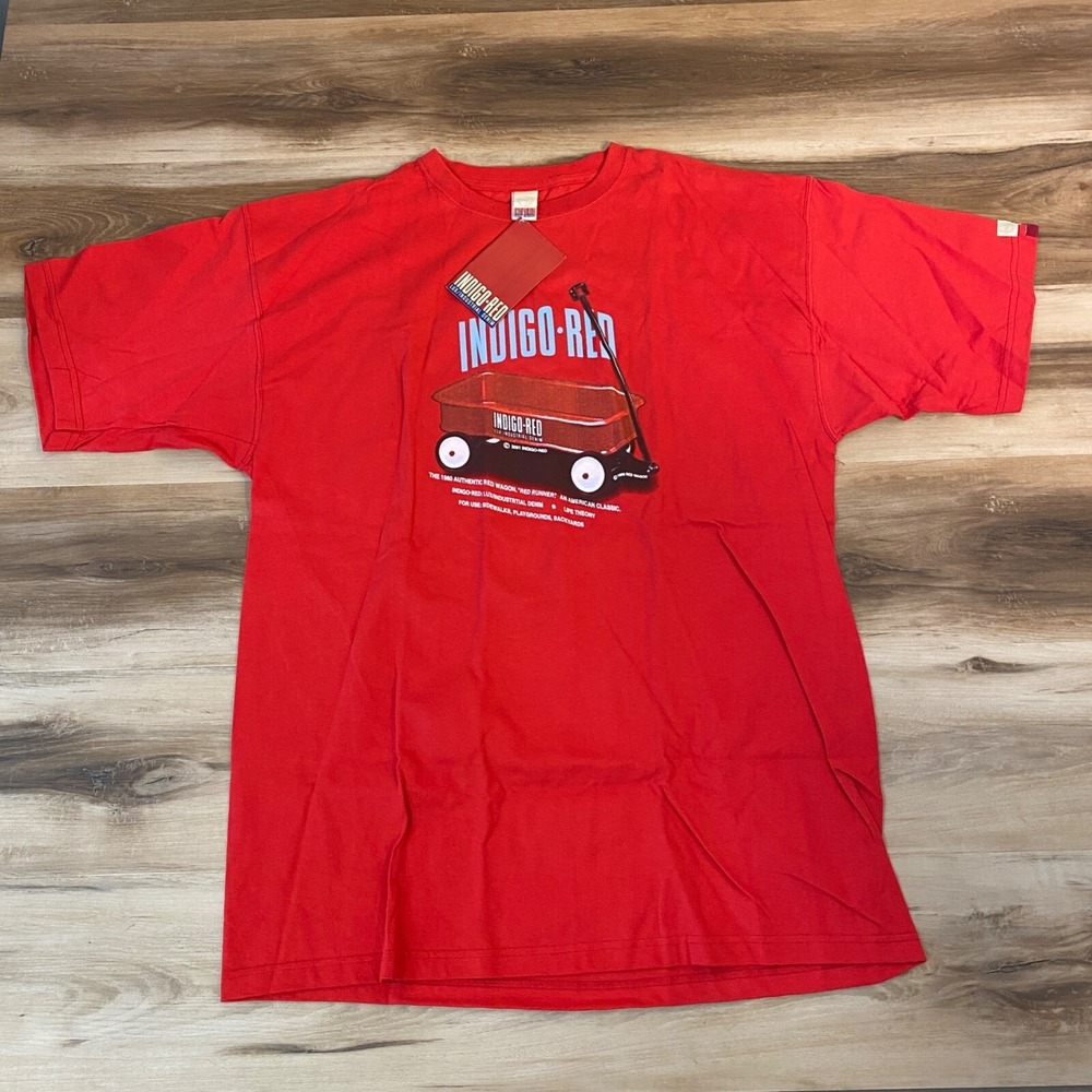 Indigo Red Graphic T-Shirt 1X Red Runner Wagon Cotton Streetwear Red 2000s